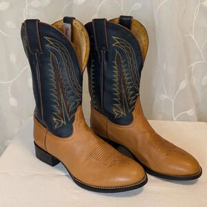 Tony Lama Tan and Black Heeled Boots